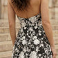 Brown A Line High Neck Midi Prom Dress with Floral Embroidery