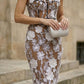 Brown sheath Sweetheart Short Prom Dress with Floral Embroidery