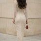 White Bodycon High Neck Long Prom Dress with 3D Flowers