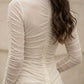 White Bodycon High Neck Long Prom Dress with 3D Flowers