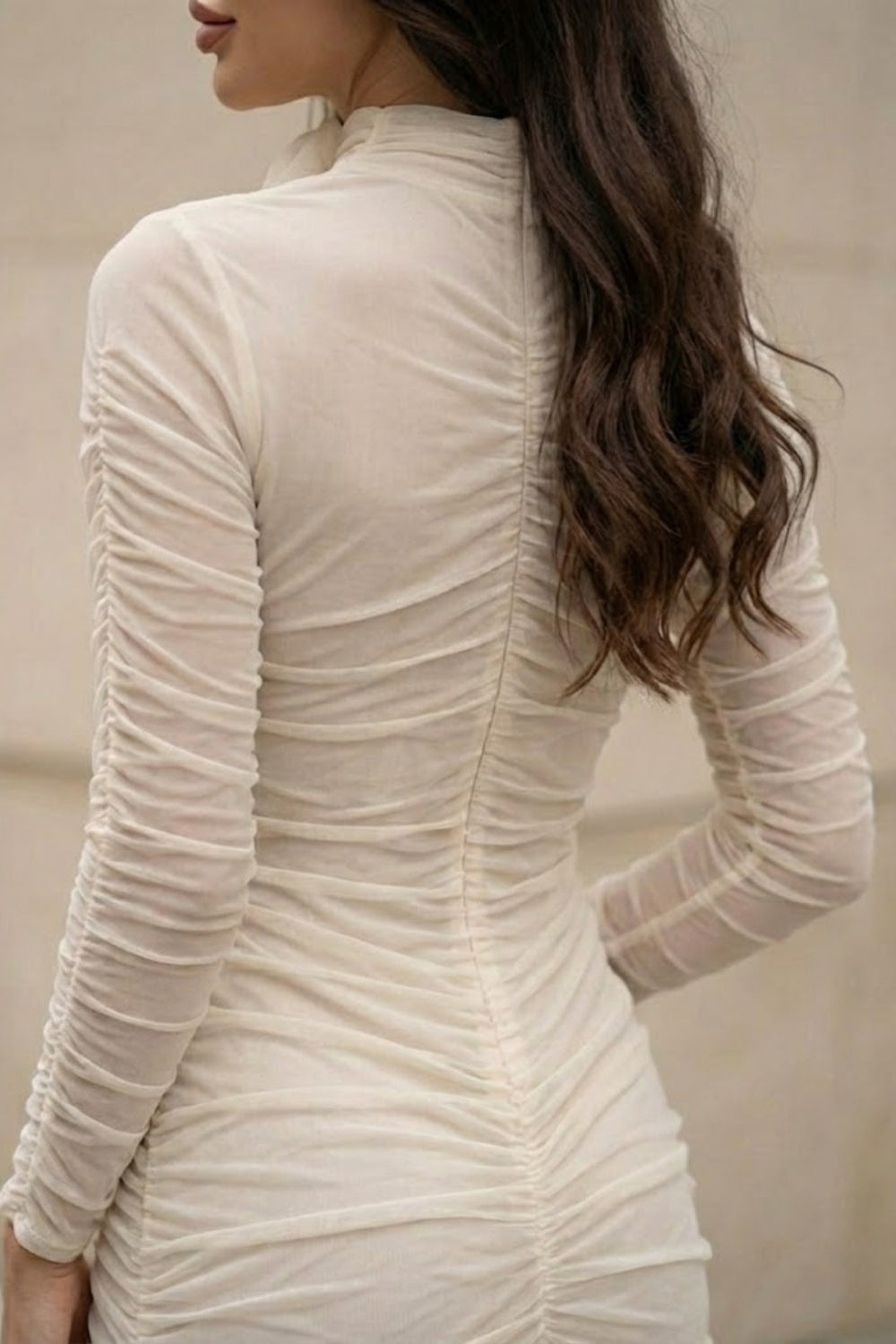 White Bodycon High Neck Long Prom Dress with 3D Flowers