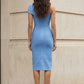 Simple Blue Bodycon One Shoulder Long Formal Dress