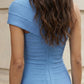 Simple Blue Bodycon One Shoulder Long Formal Dress