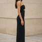 Black Sheath Strapless Long Prom Dress with Cut Out
