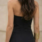 Black Sheath Strapless Long Prom Dress with Cut Out