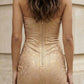 Sparkly Gold bodycon Sweetheart Short Homecoming Dress with Rhinestone