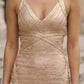 Simple Gold Bodycon V-Neck Halter Short Prom Dress