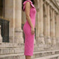 Fuchsia Bodycon One Shoulder Short Prom Dress with Bow