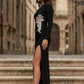 Black Sheath One Shoulder Long Formal Dress with Slit