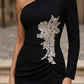 Black Sheath One Shoulder Long Formal Dress with Slit