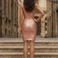 Sparkly Dusty Pink Bodycon One Shoulder Homecoming Dress