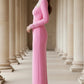 Fuchsia Bodycon High Neck Long Prom Dress with Rhinestone