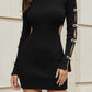 Black Bodycon High Neck Short Homecoming Dress with Cut Out