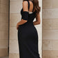Black Bodycon Asymmetrical Long Prom Dress with Slit