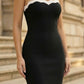 Black and White Mermaid Strapless Long Prom Dress with Cut Out