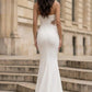 White Mermaid Strapless Long Prom Dress with Rhinestone