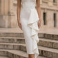 White Bodycon Off the Shoulder Long prom Dress with Ruffles