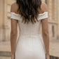 White Bodycon Off the Shoulder Long prom Dress with Ruffles