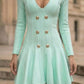 Mint Green A Line V-Neck Short Homecoming Dress with Buttons