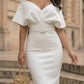 White Bodycon Off the Shoulder Long Prom Dress with Belt