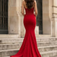 Red Mermaid Sweetheart Long Prom Dress with Beading