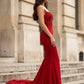 Red Mermaid Sweetheart Long Prom Dress with Beading