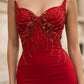 Red Mermaid Sweetheart Long Prom Dress with Beading