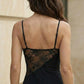 Black Sheath Spaghetti Straps Long Prom Dress with Lace Appliques