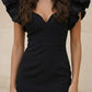 Black Sheath V-Neck Long Formal Dress with Ruffles