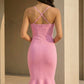 Simple Pink Mermaid Spaghetti Straps Long Prom Dress