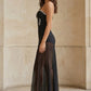 Black A Line Sweetheart Long Evening Dress with Rhinestone