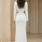 White Sheath V-Neck Long Formal Dress with Slit