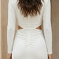 White Sheath V-Neck Long Formal Dress with Slit