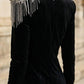 Black A Line Round Neck Long Formal Dress with Rhinestone