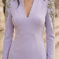 Mauve A Line V-Neck Long Prom Dress with Rhinestone