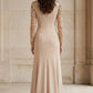 Dusty Pink A Line Scoop Long Formal Dress with Sequins
