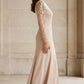 Dusty Pink A Line Scoop Long Formal Dress with Sequins