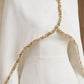 White Mermaid Round Neck Long Formal Dress with Cape