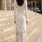 White Sheath High Neck Long Formal Dress with Rhinestone