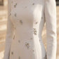 White Sheath High Neck Long Formal Dress with Rhinestone