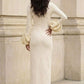 Simple White Sheath High Neck Long Prom Dress