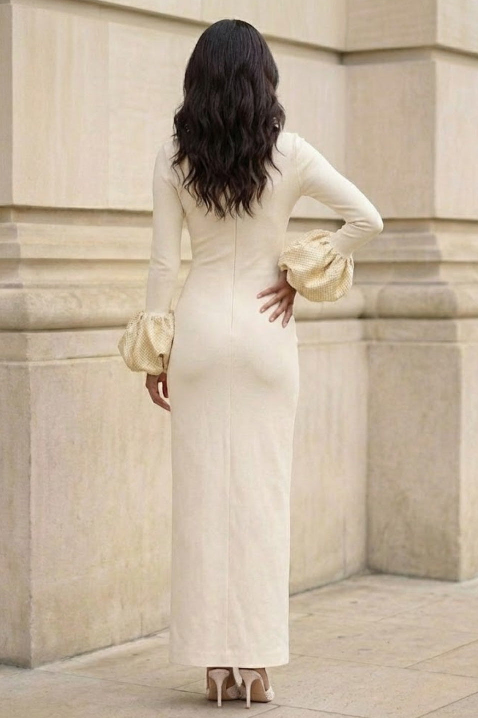 Simple White Sheath High Neck Long Prom Dress