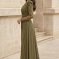 Olive Sheath Bateau Long Sleeves Formal Dress with Slit