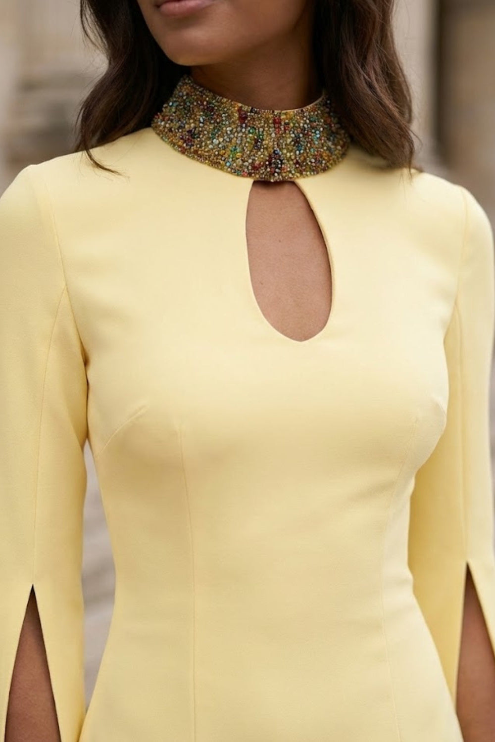 Yellow Mermaid High Neck Maxi Formal Dress