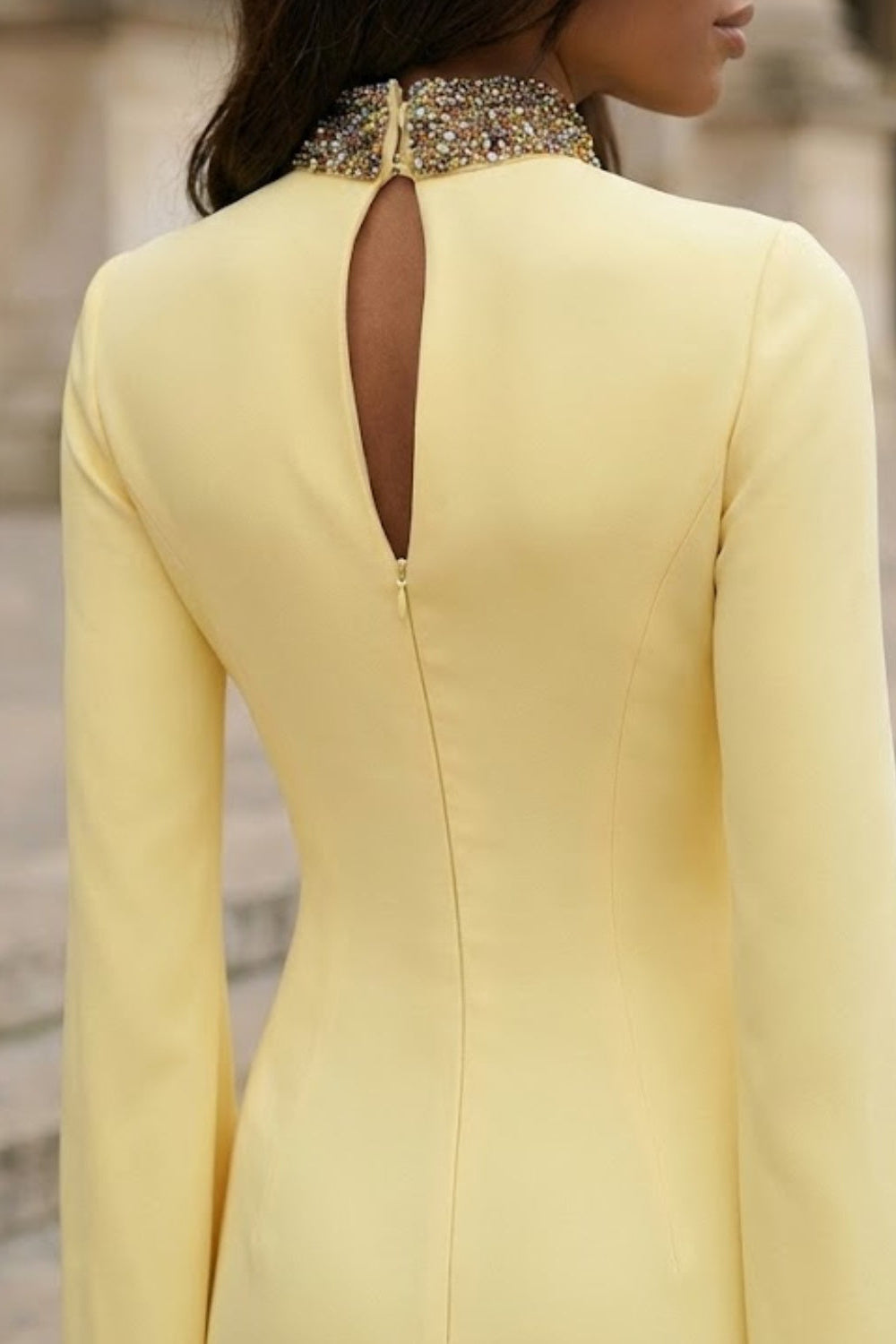 Yellow Mermaid High Neck Maxi Formal Dress
