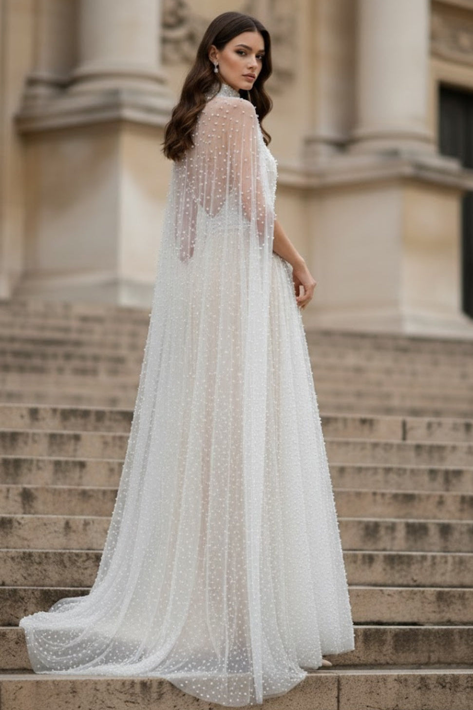 Ivory A-Line High Neck Long Formal Dress