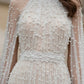 Ivory A-Line High Neck Long Formal Dress