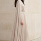 Champagne A Line High Neck Long Formal Dress With Cape