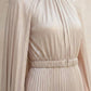 Champagne A Line High Neck Long Formal Dress With Cape