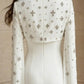 White Mermaid Bateau Long Beaded Formal Dress with Cape